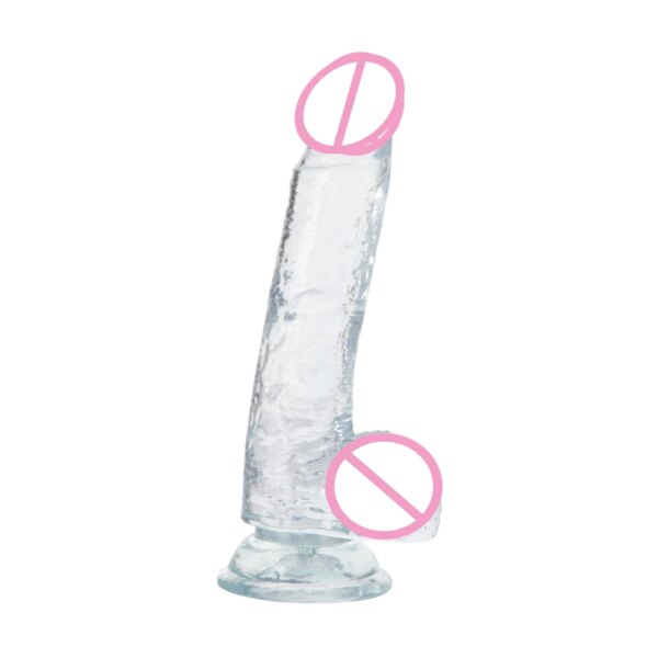 Female male dildo suction cup transparent soft manual flirting orgasmic wand sex toy - Image 3