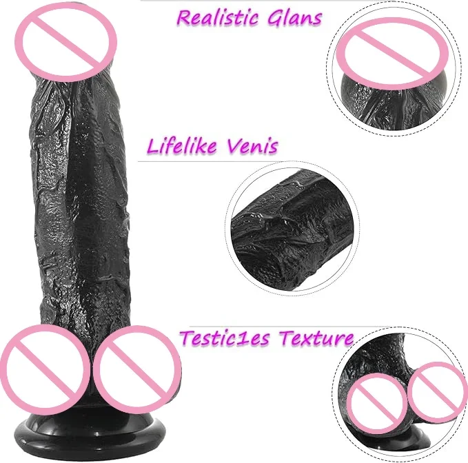 Black Dildo with Egg Sex Toys 6 Size Cheap Vaginal Anal Masturbator Gode Suction Cup Dildo for Women Penis Penetration Butt Plug