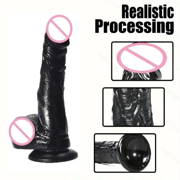 Black Dildo with Egg Sex Toys 6 Size Cheap Vaginal Anal Masturbator Gode Suction Cup Dildo for Women Penis Penetration Butt Plug