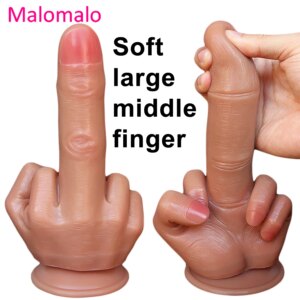 Huge Spoof Middle Finger Gift Thick Dildo Gay Soft Silicone Dick Big Suction Cup Artificial Penis Anal Plug Sex Toy for Women