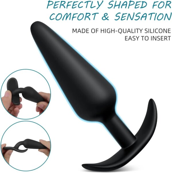 Silicone Anal Plug Pack of 3 Butt Plugs for Women Training Set for Beginners Advanced Users with Flared Base Prostate Sex Toys - Image 2