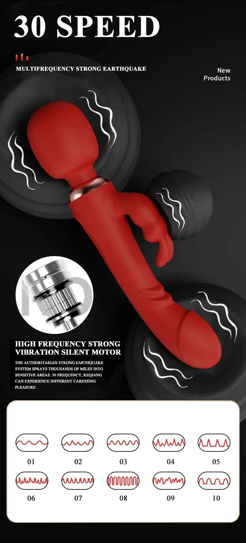 Double Head Powerful Vibrator Dildos Wand for Women 30 Speed G Spot Clit Stimulator Vagina Massager Adult Sex Toys for Woman