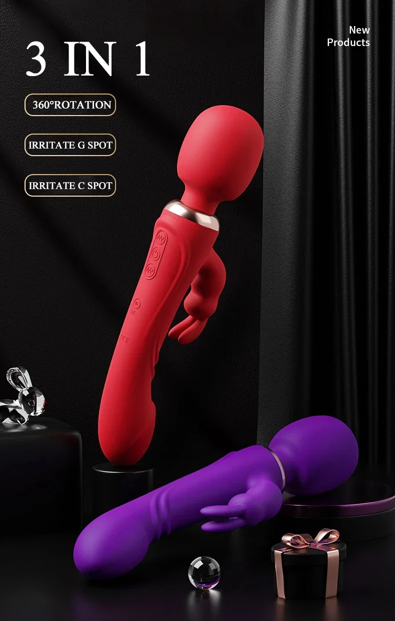 Double Head Powerful Vibrator Dildos Wand for Women 30 Speed G Spot Clit Stimulator Vagina Massager Adult Sex Toys for Woman