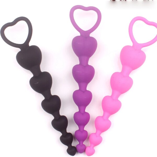 2022 New Heart beads Soft Anal Plug anus Toys Big Balls Silicone G-Spot Stimulating Butt Plugs Adult Sex Couple Sexy - Image 3