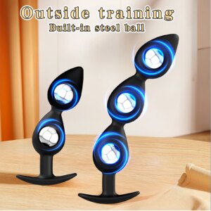 Wearable Anal Plugs With Steel Balls Anal Beads Butt Plug Fake Dildo Analplug Buttplug Butplug Adult 18 Sex Toy For Male Female