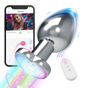 Glowing Vibrating Anal Plug RGB Light APP Control Anal Vibrator Bright Metal Butt Plug Bluetooth Vibration Dildo Adult Sex Toys