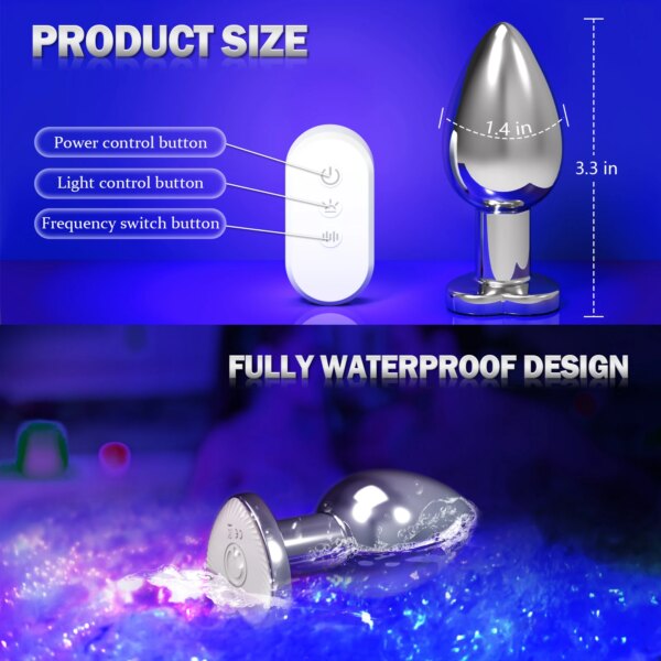 Glowing Vibrating Anal Plug RGB Light APP Control Anal Vibrator Bright Metal Butt Plug Bluetooth Vibration Dildo Adult Sex Toys - Image 6