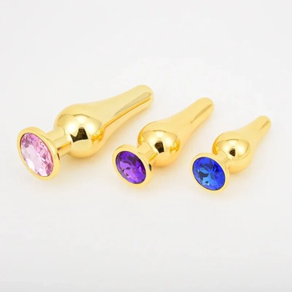 Golden Stainless Steel Anal Plug Crystal Metal Butt Plug Stimulator Anal Sex Toys for Couples Prostate Massager Dildo 3 Size - Image 2