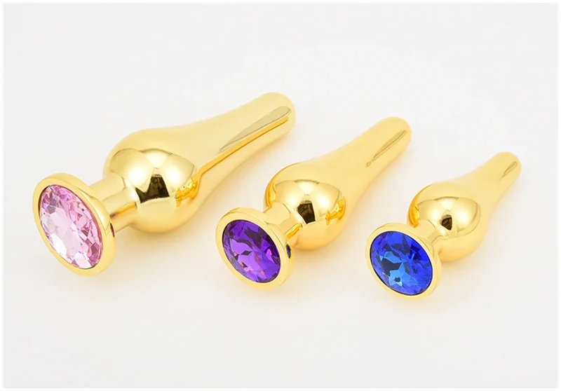 Golden Stainless Steel Anal Plug Crystal Metal Butt Plug Stimulator Anal Sex Toys for Couples Prostate Massager Dildo 3 Size Golden Stainless Steel Anal Plug Crystal Metal Butt Plug Stimulator Anal Sex Toys for Couples Prostate Massager Dildo 3 Size
