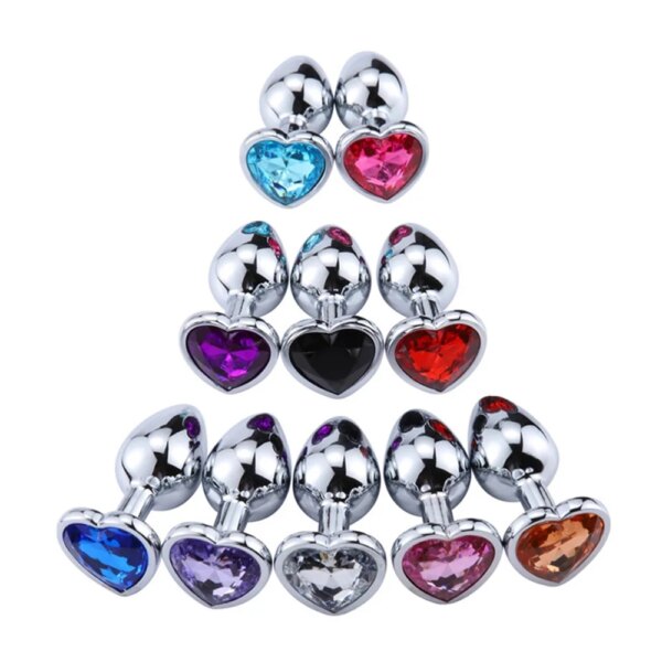 Metal Anal Sex Toys for Adult Men Women Tail Anal Plug Heart Shape Diamond Metal Butt Erotic Vagina Stimulator Prostate Massage - Image 5