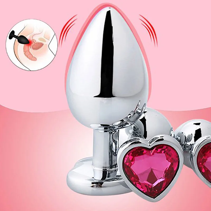 Metal Anal Sex Toys for Adult Men Women Tail Anal Plug Heart Shape Diamond Metal Butt Erotic Vagina Stimulator Prostate Massage