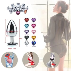 Metal Anal Sex Toys for Adult Men Women Tail Anal Plug Heart Shape Diamond Metal Butt Erotic Vagina Stimulator Prostate Massage