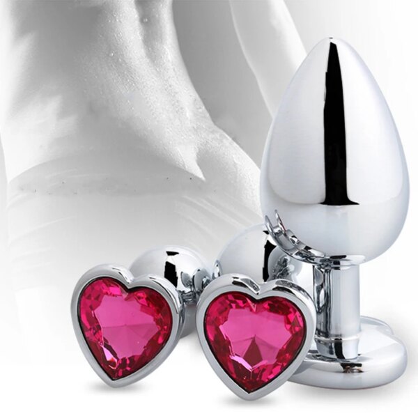 Metal Anal Sex Toys for Adult Men Women Tail Anal Plug Heart Shape Diamond Metal Butt Erotic Vagina Stimulator Prostate Massage - Image 2