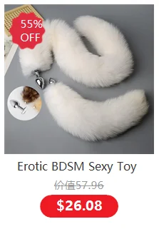 Anal Sex Toys of Long Pink Faux Fur Fox Tail with Stainless Steel Metal Butt Plug for Fetish Fantasy Flirting Adult Supplies
