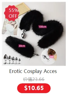 Anal Sex Toys of Long Pink Faux Fur Fox Tail with Stainless Steel Metal Butt Plug for Fetish Fantasy Flirting Adult Supplies