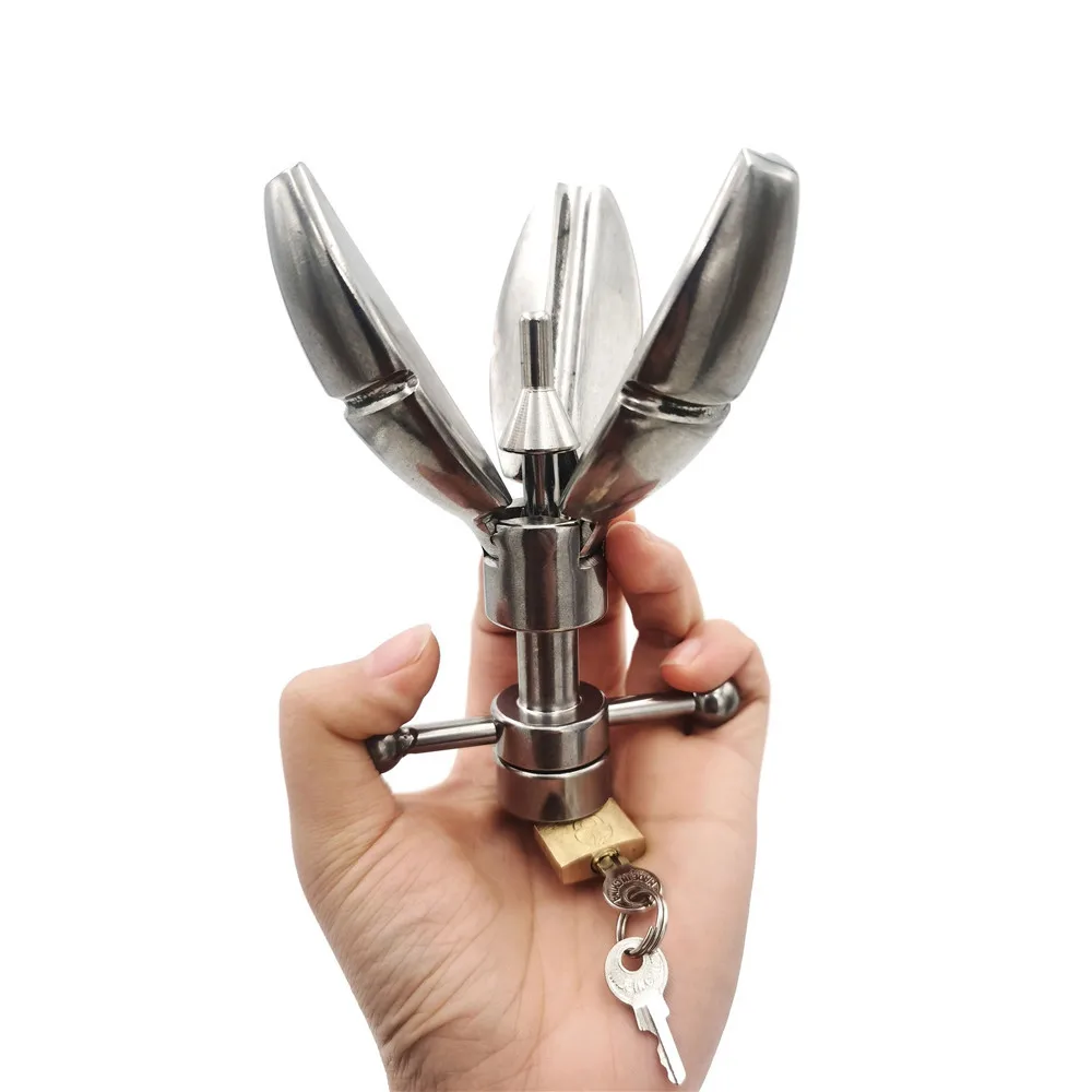 Stainless Steel Anal Dilator Ass Expanding Chastity Device Butt Plug Lock Anus Anal Sex Toys For Women Men Couples Adult Supply