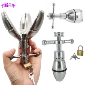 Stainless Steel Anal Dilator Ass Expanding Chastity Device Butt Plug Lock Anus Anal Sex Toys For Women Men Couples Adult Supply