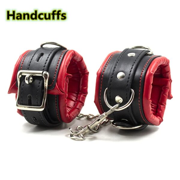Adult Toys Metal Spreader Bar Leather Collar Sex Handcuffs Ankle Cuffs BDSM Bondage Set Open Leg Restraints Sex Toys for Couples - Image 5