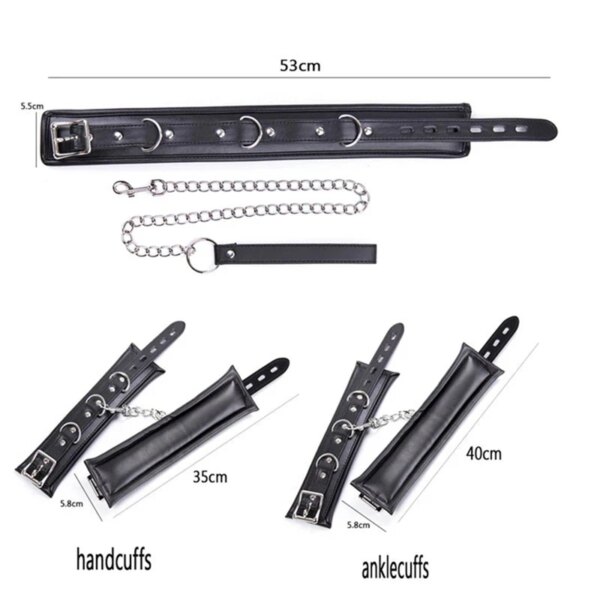 Adult Toys Metal Spreader Bar Leather Collar Sex Handcuffs Ankle Cuffs BDSM Bondage Set Open Leg Restraints Sex Toys for Couples - Image 6