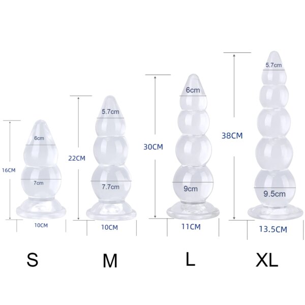 4 Sizes Large Pull Beads Clear Anal Plug Huge ButtPlug Anus Dilator Expansion Vaginal Masturbator Aldult Sex Toys For Women Men - Image 3