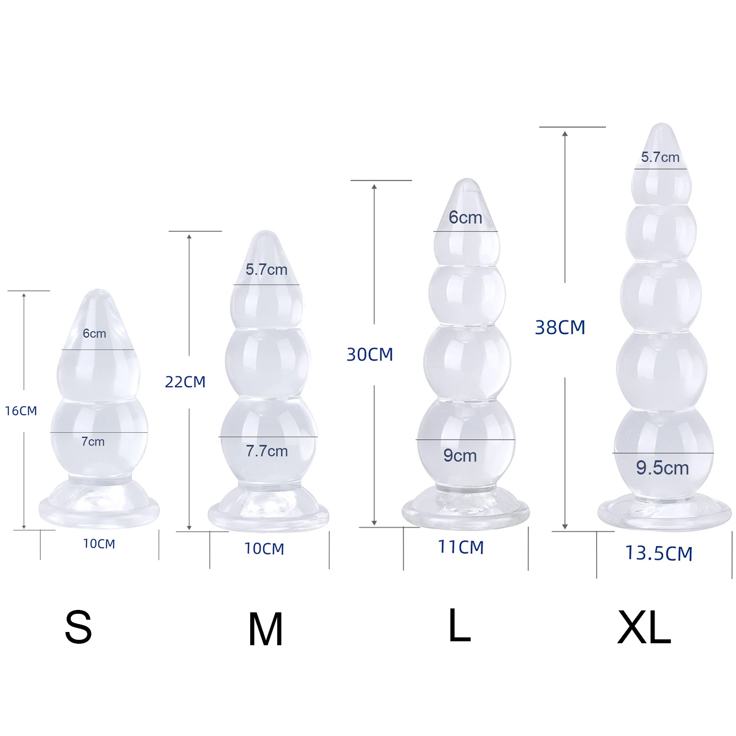 4 Sizes Large Pull Beads Clear Anal Plug Huge ButtPlug Anus Dilator Expansion Vaginal Masturbator Aldult Sex Toys For Women Men