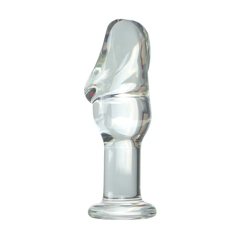 VaHppy Glass Dildo Anal Plugs Artificial Penis 4.8*13.5cm Gold/Transparent Female Masturbators Adult Sex Toys