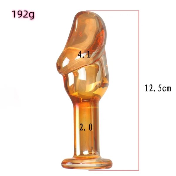 VaHppy Glass Dildo Anal Plugs Artificial Penis 4.8*13.5cm Gold/Transparent Female Masturbators Adult Sex Toys - Image 3
