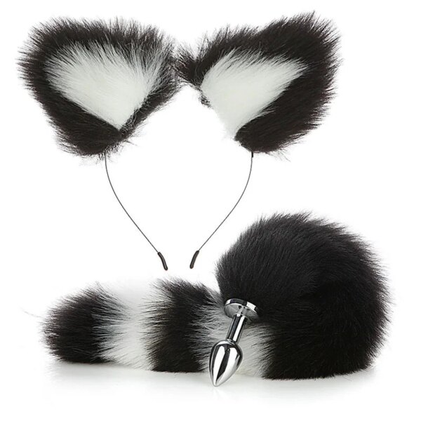 2Pcs Butt Plugs Fox Tail with Plush Ears Sex Toys For Women SM Cosplay Long Tail Smooth Anal Plug Erotic Sexual Toys for Couples - Image 3