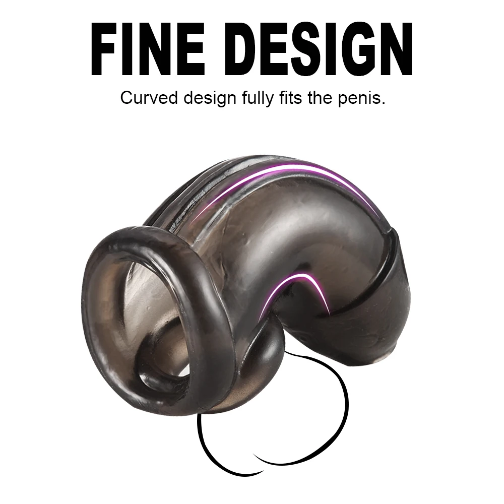 Silicone Penis Ring Delay Ejaculation Super Small Chastity Cage with Anti-off Ring Cock Sleeve Ball Stretcher Bdsm Male Sex Toys