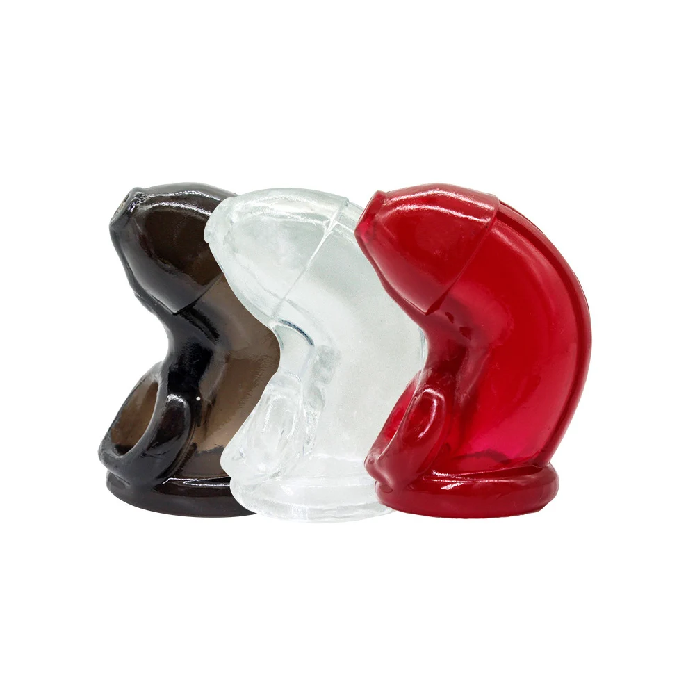Silicone Penis Ring Delay Ejaculation Super Small Chastity Cage with Anti-off Ring Cock Sleeve Ball Stretcher Bdsm Male Sex Toys