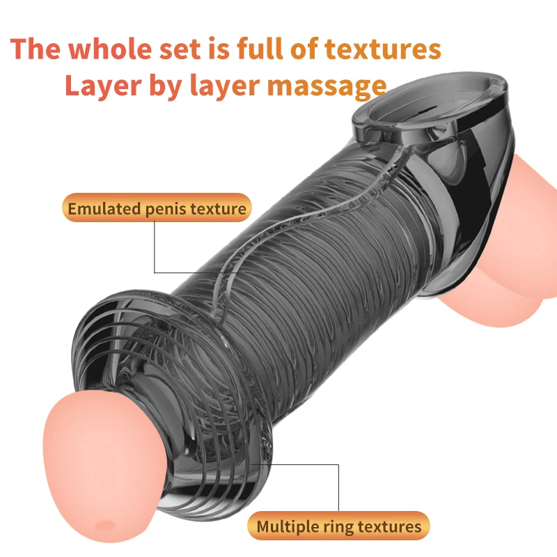 Silicone Penis Ring Delay Ejaculation Super Small Chastity Cage with Anti-off Ring Cock Sleeve Ball Stretcher Bdsm Male Sex Toys