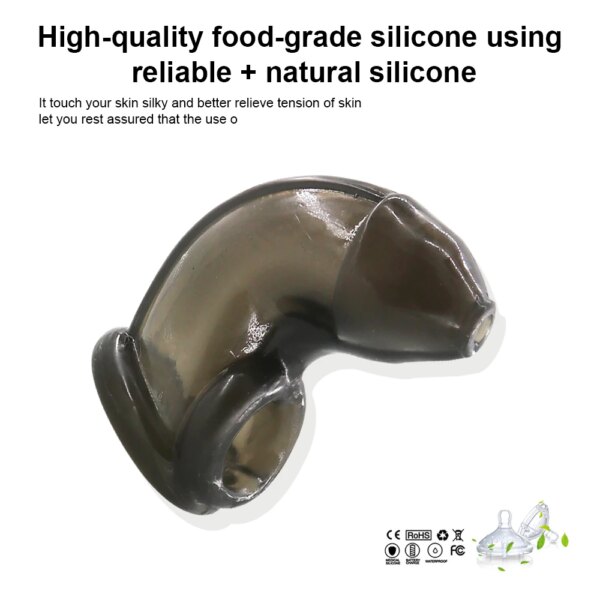 Silicone Penis Ring Delay Ejaculation Super Small Chastity Cage with Anti-off Ring Cock Sleeve Ball Stretcher Bdsm Male Sex Toys - Image 3
