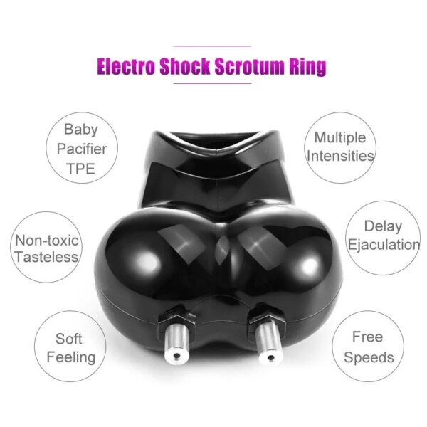 Electric Chastity Cage,Testicle Electrostimulation Penis Extender,BDSM Electro Sex for Men,E-stim Cockring,Electro Shock Scrotum - Image 2