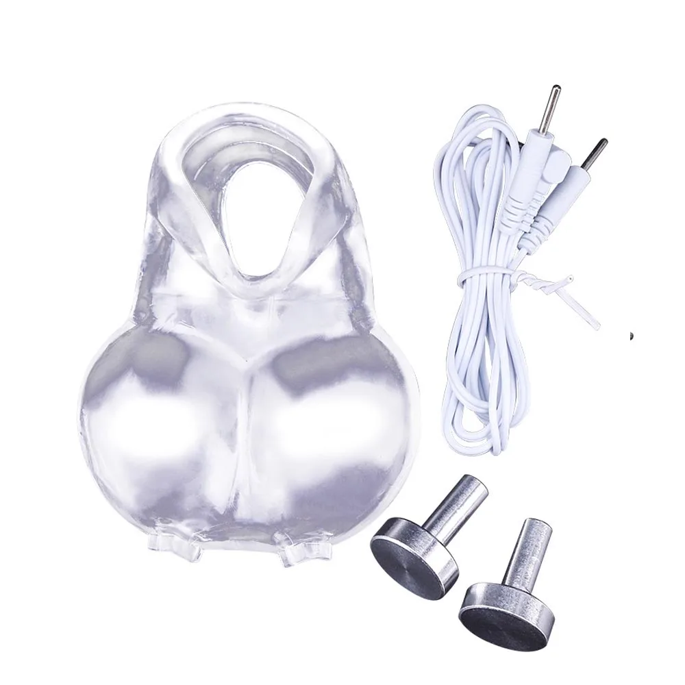 Electric Chastity Cage,Testicle Electrostimulation Penis Extender,BDSM Electro Sex for Men,E-stim Cockring,Electro Shock Scrotum