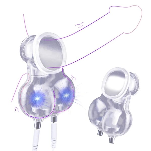 Electric Chastity Cage,Testicle Electrostimulation Penis Extender,BDSM Electro Sex for Men,E-stim Cockring,Electro Shock Scrotum - Image 3