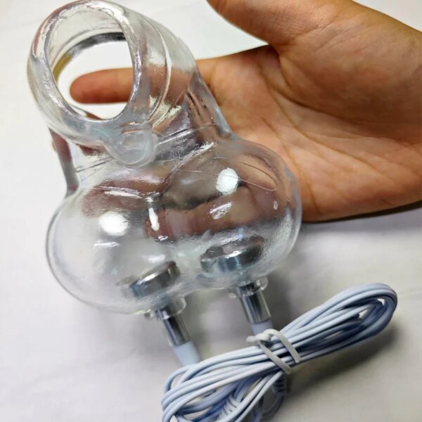 Electric Chastity Cage,Testicle Electrostimulation Penis Extender,BDSM Electro Sex for Men,E-stim Cockring,Electro Shock Scrotum - Image 5