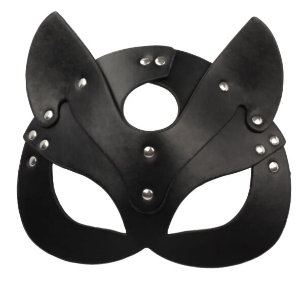 Porn Fetish Head Mask Whip BDSM Bondage Restraints PU Leather Cat Halloween Mask Roleplay Sex Toy For Men Women Cosplay Games - Image 2