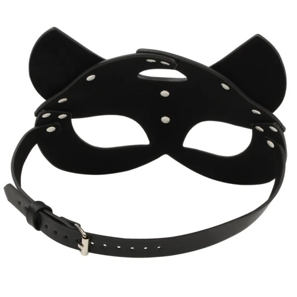 Porn Fetish Head Mask Whip BDSM Bondage Restraints PU Leather Cat Halloween Mask Roleplay Sex Toy For Men Women Cosplay Games - Image 4