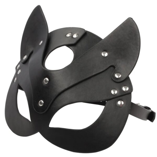 Porn Fetish Head Mask Whip BDSM Bondage Restraints PU Leather Cat Halloween Mask Roleplay Sex Toy For Men Women Cosplay Games - Image 3
